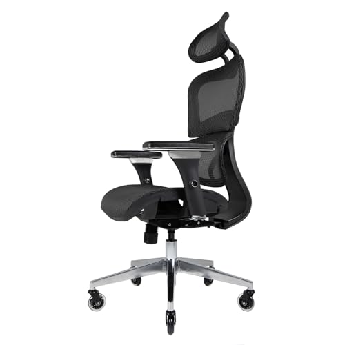 Nouhaus Ergo3D Ergonomic Office Chair Lumbar Support Mesh Office Chair with 4D Adjustable Armrest, Adjustable Headrest and Wheels, Mesh High Back Home Office Desk Chairs(Black)