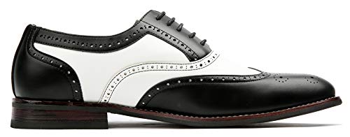 Mens-Causal-Wingtip-Oxfords-Modern-Spectator-Style-BlackWhite-12-DM-Run-big-Order-1-size-smaller