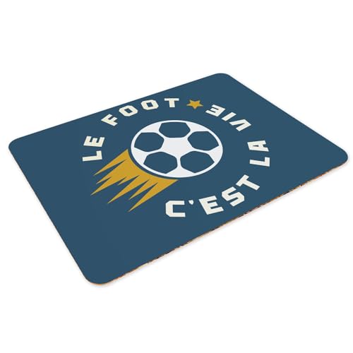 Napperons football protège table en liège lot de 4 grands sets souples bleus - 3