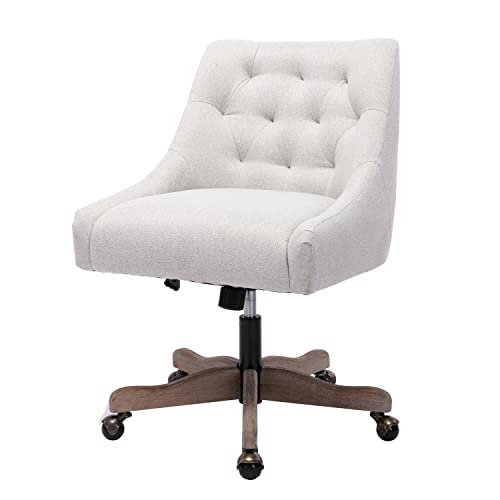 Jins&Vico Swivel Home Office Chair With Button Tufted Back, Height-Adjustable Desk Chair With Soft Seat, Accent Task Chair Executive Chair, Beige #TOP3