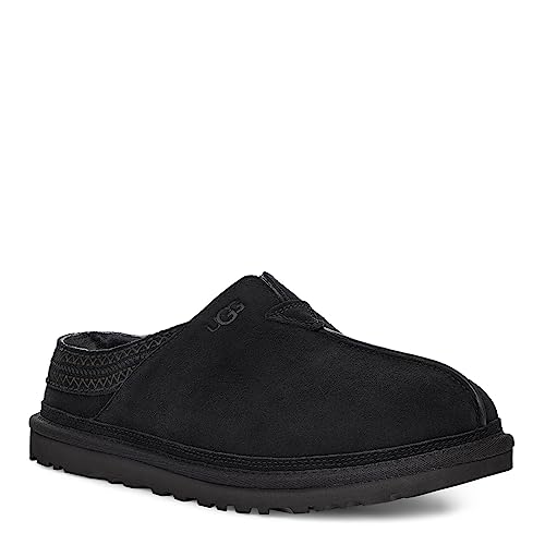 Chaussons UGG Neuman homme noir taille 9 pantoufles confortables en cuir