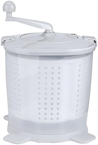 Kudoo Mini Portable Washing Machine, Hand Cranked Clothes Washer, Manual Operation Non Electric Laundry Washer Underwear Washer with a Detachable Dehydration Basket for Home Dormitory Gray