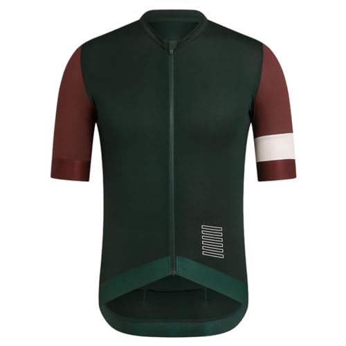 RUMAOZIA Ciclismo Jersey Hombres Manga Corta Cremallera Completa Carretera Bicicleta Jersey Verano Ciclismo Top MTB Top Transpirable Cómodo Suave Ciclismo Jersey Ciclismo Ropa, verde oscuro, 3XL