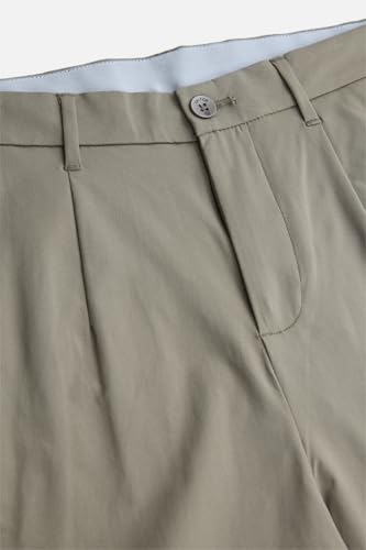 Image of SNITCH Men Formal Trousers | Regular Fit Pleated Front with Turned-Up Hem | Polyester Blend & Medium Stretch Fabric for Office & Winter Wear