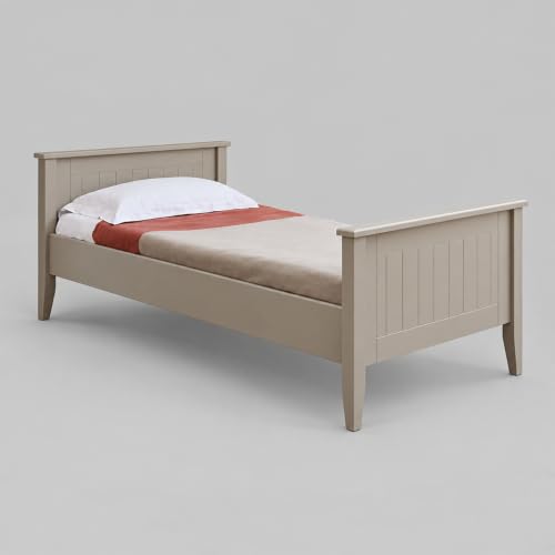 Image of APRODZ Solid Wood Without Storage Single Size Celyn Bed for Bedroom Stylish | Grey Finish, DIY Assembly