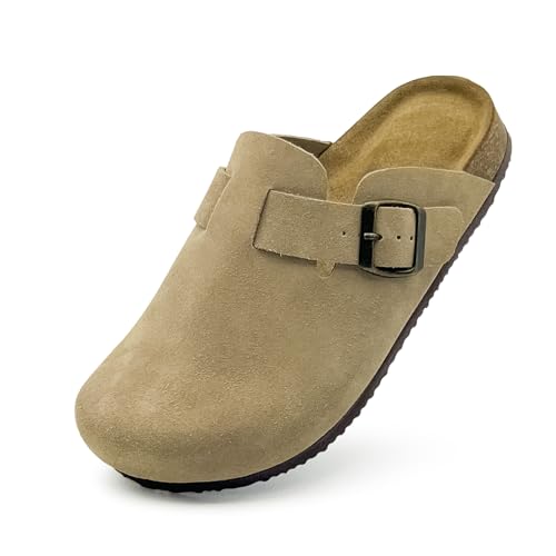 Image of Kids Suede Clogs Boys Girls Sandals Cork Footbed Toddler Slip-on Slippers Indoor Outdoor Cute Sandals Classic Adjustable Buckle