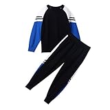 FEESHOW Kinder Baby Trainingsanzug Jogginganzug für Mädchen Jungen Sportanzug Pullover Sweatshirt Hosen Set Bekleidungsset Schwarz_G 158-164