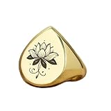 LKBEADS Anillo de flor de loto en forma de pera | Plata de ley 925 bañada en oro | Joyería de regalo, anillo de sello de estilo vintage, joyería hipoalergénica hecha a mano. |LK_PDR_01616_11