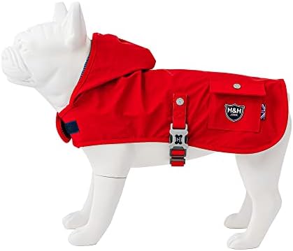 HUGO & HUDSON Dog Raincoat with Hood - Adjustable Waterproof Rain Coat Jacket with Harness Hole, Double Layered with Blue and White Lining, Yellow - S