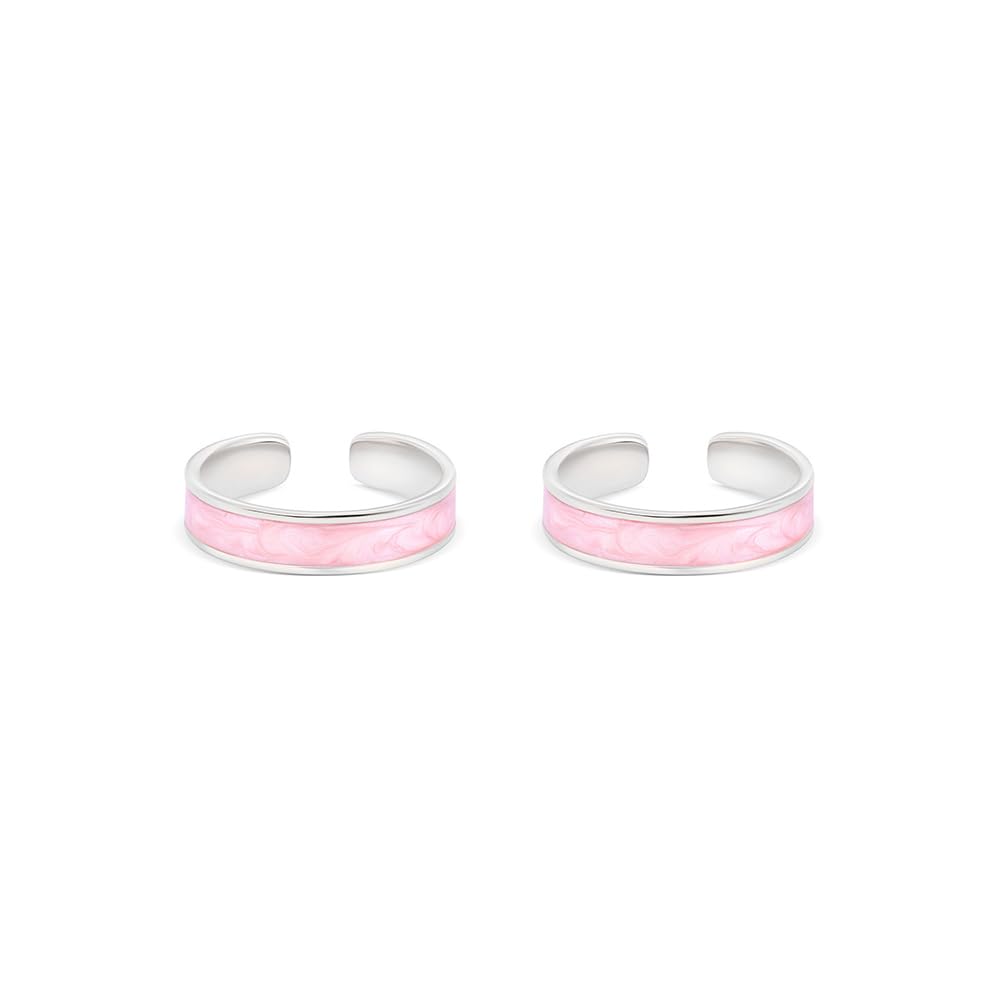 Pure 925 Silver Enamel Band Toe Ring for Women | Adjustable Pink Enamel and Silver Finish | Minimal Modern Toe Ring Design | Elegant Jewelry Gift for Her-image-27