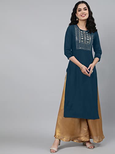 Image of Femvy Women's Rayon Solid Regular Kurti