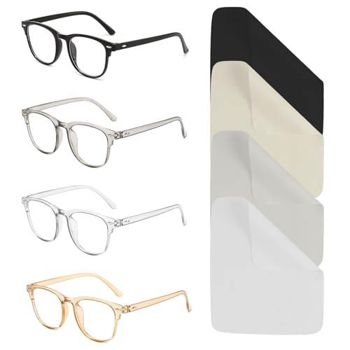 Gafas con Filtro de Luz Azul,Mengger 4 Piezas Anti Luz Azul 4 Paños Limpiadores de Gafas,Gafas con Filtro de Luz Azul Mujeres Hombres,Gafas Bloqueadoras,Reducción de Fatiga(Multicolor)