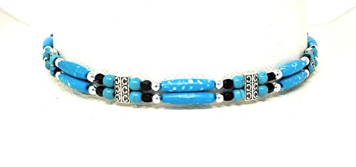 Western Cowboy Hat Band With Turquoise Bone Hairpipe Beads #TOP4