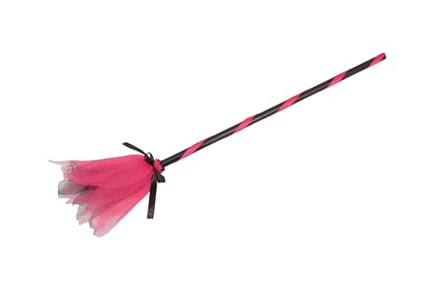 Ciao - Vassoura de bruxa para disfarce (85 cm, destacável) com tule bicolor colorido, rosa/preto