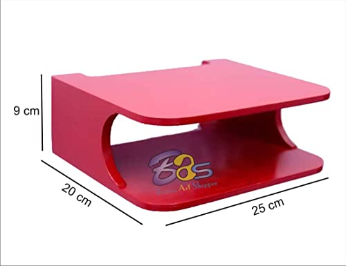 Image of DIME Art Shoppe Wooden Wall Mounted Shelf Set Top Box| Setup Box Stand for Home | Wall Mount Stylish WiFi Router Holder TV Cabinet (RED)