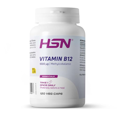 HSN Vitamina B12 Metilcobalamina 1000mcg | 120 Cápsulas Vegetales | 4 Meses de Suministro | Forma Activa y Biodisponible | No-GMO, Vegano, Sin Gluten
