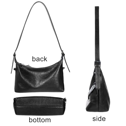 Women Shoulder Bag PU Leather Classic Trendy Purse with Adjustable Strap Chain Decoration3