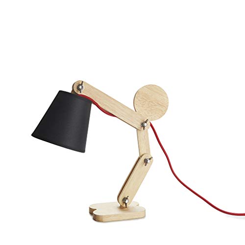 Balvi Lampe à Poser Lamplighter Articulée pour Ampoule E14 (Non Incluse) Câble recouvert de Nylon. en Forme de Bonhomme Bois