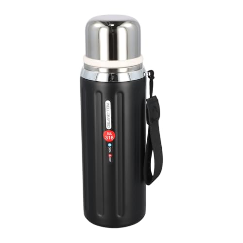 Botella Termica 800ml, Botella Agua Aislada, Vaso Térmico Acero Inoxidable, Termo de Vacío con Filtr, Se Mantiene Caliente o Frío 24 Horas (Negro)