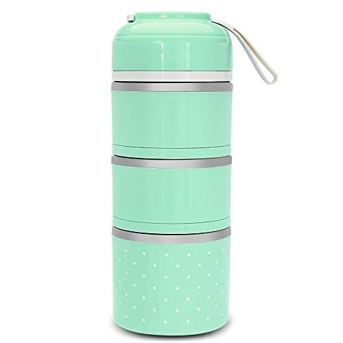 Fiambrera bento box de acero inoxidable REYG con tazones redondos apilables aislados de 3 capas 2