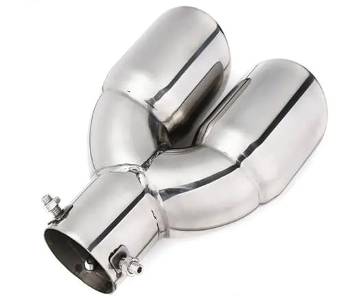Tubo De Escape Silenciador Cromado Acero Inoxidable De Doble Salida De 63mm Extremo De Tubo De Escape Embellecedor De Extremo Tubo De Revestimiento De Garganta Tubos Extremo Coche