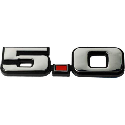 5.0 Liter Emblem Chrome w/Red Dot for Ford Mustang