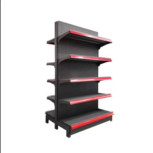 5 Shelves Retail Gondola Shelving Wall Display Rack - Single-Sided Supermarket Shelves, Convenience Combination Shelves?for Retail Convenience Grocery Office Supply Or Liquor Stores(Black,90