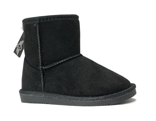 Image of REDVOLUTION Kids Boots Toddler Girls Cute 2 Buttons || Rhinestone Faux Fur Suede Knitting Shoe