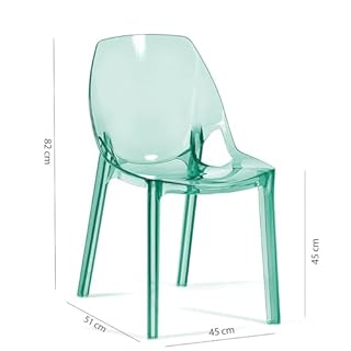 SIEDITI FUORI E DENTRO Sedie moderne in policarbonato trasparente, sedie impilabili di design per sala da pranzo e cucina trasparenti - Luce (2 Sedie, Verde)