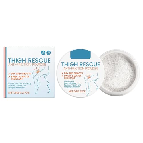 Polvo antifricción THIGH RESCUE, 0.21 oz - Resistente al agua y al sudor, mantiene la piel seca y suave, reduce la fricción y la irritación, ideal para deportes y verano.