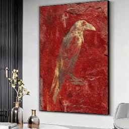 Peinture animalière 80x120cm avec cadre intérieur et texture visuelle effet vieilli