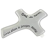 A Prayer Away Silver Metal Palm Cross, Handheld Cross for Comfort and Prayer, 2 3/4 Inches, by Cathedral Art