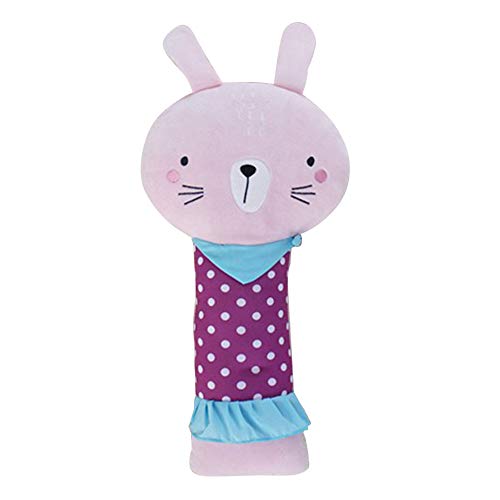 Belt Cover, Cute Animal Patterned Seat Belt Strap Pillow Adjust Vehicle Shoulder Pads Auto Seat Belt Strap Headrest Neck Support for Children Baby Kids Adult (Pink Blue Rabbit)