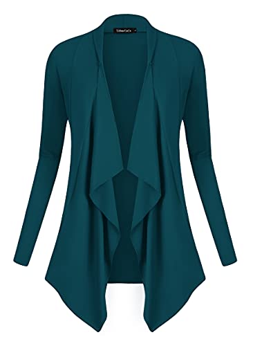 Image of Urban CoCo Women's Drape Front Open Cardigan Long Sleeve Irregular Hem