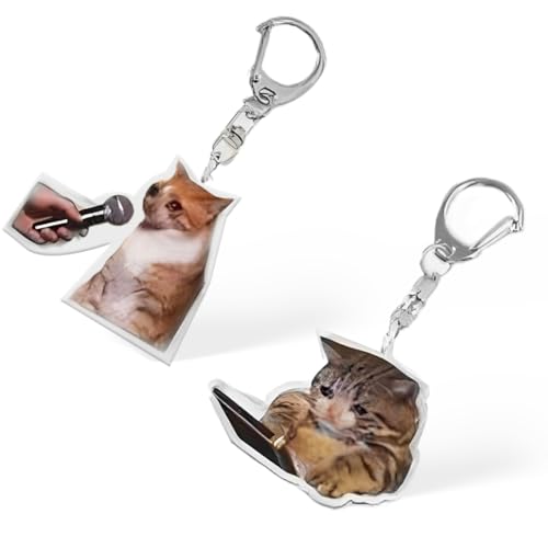 TEOZBLU 2 Pcs Divertente Portachiavi Con Gatto, Carino Tendenza Borsa Chiave Ciondolo, Ciondolo Portachiavi A Zaino, Ciondolo Ricordo Per Il Regalo Di Compleanno Della Borsa Dello