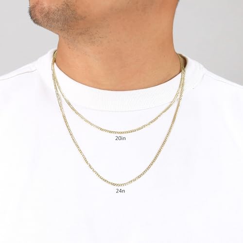 Nuragold 14K Real Yellow Gold Solid Cuban Curb Link Chain Necklace 16"-30" (1.5mm-12mm) Italian Jewelry for Men & Women2