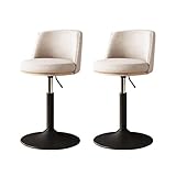 JATIBOSH Bar Stools Set of 2, Swivel Counter Height Barstools with Back, Adjustable Saddle Leather Bar Chairs, Modern Armless Kitchen Island Stool, Brown/Gray/White.