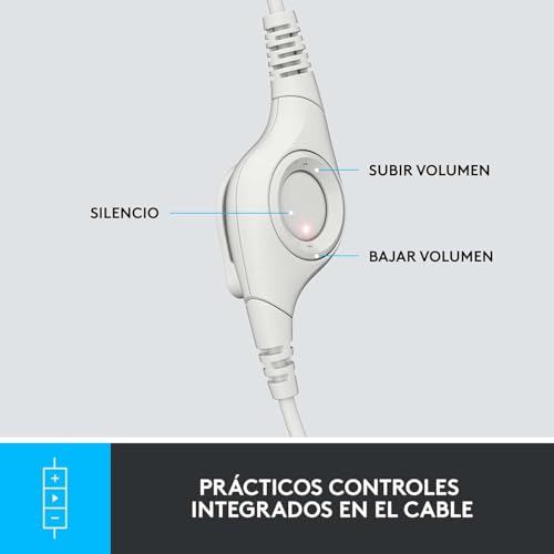 Auriculares para eliminar ruido de fondo Logitech H390 USB con cable blanco 4