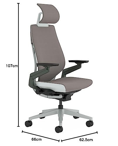Image of Steelcase Gesture Ergonomic Height Adjustable Office Chair with Adjustable Lumbar Support and Armrests, Comfortable Upholstery in Mocca Fabric + Adjustable Headrest