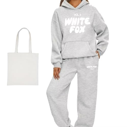 Oversized Two Piece Outfit, Tracksuit Womens Full Sets,Jogging Pants Lounge Outfits Casual Co Ord Sets Streetwear, Suitable for women's fitness (UK, Alpha, S, Regular, Regular, Grey)