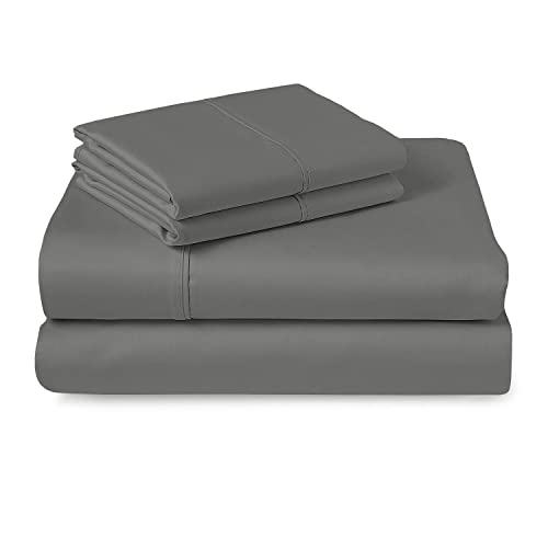 400 Thread Count Cotton King Size Sheet Set Pearl Grey, 100% Long Staple Cotton Soft Sateen Bed Sheets with Stylish 4 inch Hem, fit Upto 15 inch Deep Pocket (100% Cotton Pearl Grey Sheets King)