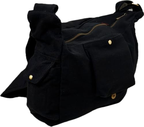 Image of ROUGH CANVAS COTTON MESSENGER BAG /BRASS ZIPPER CLOSURE /HANDMADE /ANTIQUE /VINTAGE /ECO LOVELY /UNISEX /SUSTAINABLE /HIGHLY DURABLE /WASHABLE /NATURAL