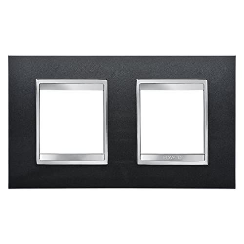 Abdeckrahmen Int.2+2E H. Schiefer plaque double appareillage électrique horizontal