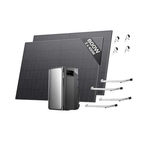 Kit solar ECOFLOW STREAM Pro, batería de 1,92 kWh, 2 paneles solares rígidos de 400W con 2 soporte balcón de celosia, 3 entradas solares MPPT de 2300W, 2 puertos CA 2300W, batería con inversor