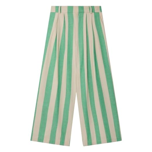 Stripe Straight Leg Trousers, 10, Green/white