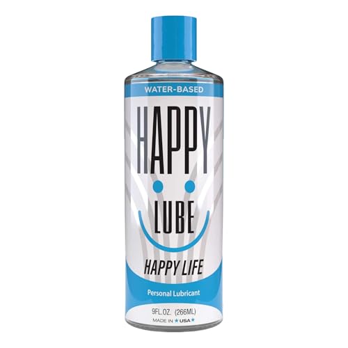 Happy Lube Water-Based Lubricant - 9 oz - Lubricating Gel for Men, Women & Couples - Toy Safe - Non-Staining Formula - Compatible with Latex & Condoms