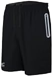 JRC Just Royal Clothing Mens Running Shorts with 2 Zip Pockets, Lightweight Shorts for Workout & Gym (Black, L)
