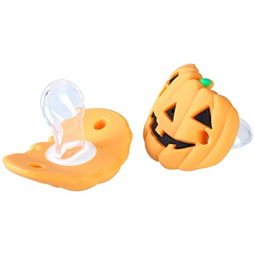 Binaryabc Halloween Pumpkin Baby Pacifier,Halloween Silicone Baby Nipple,Halloween Party Favors Gifts,2Pcs #TOP2