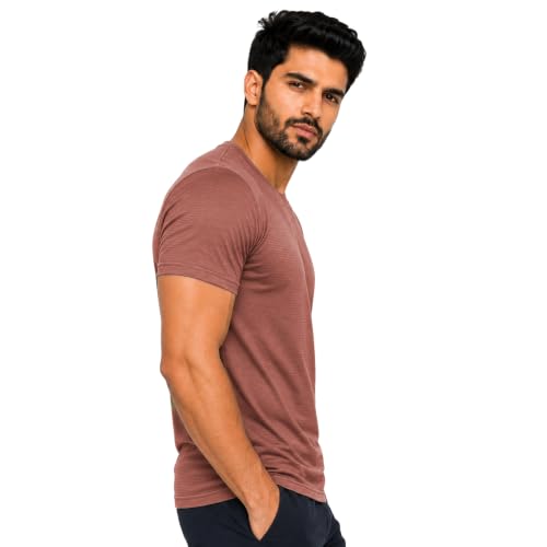 Image of NINQ Half Sleeve Tshirt for Men | Round Neck Regular Tshirt | Breathable Mesh Dotted Stylish T-Shirt | Sports Wear Casual Tee for Gym, Running & Daily Comfort