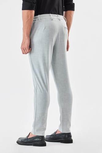 Image of SNITCH Men Formal Trousers | Tailored Pleated Design with Regular Fit & Smooth Texture | Premium Polyester Blend for Office, Meetings & Special Occasions
